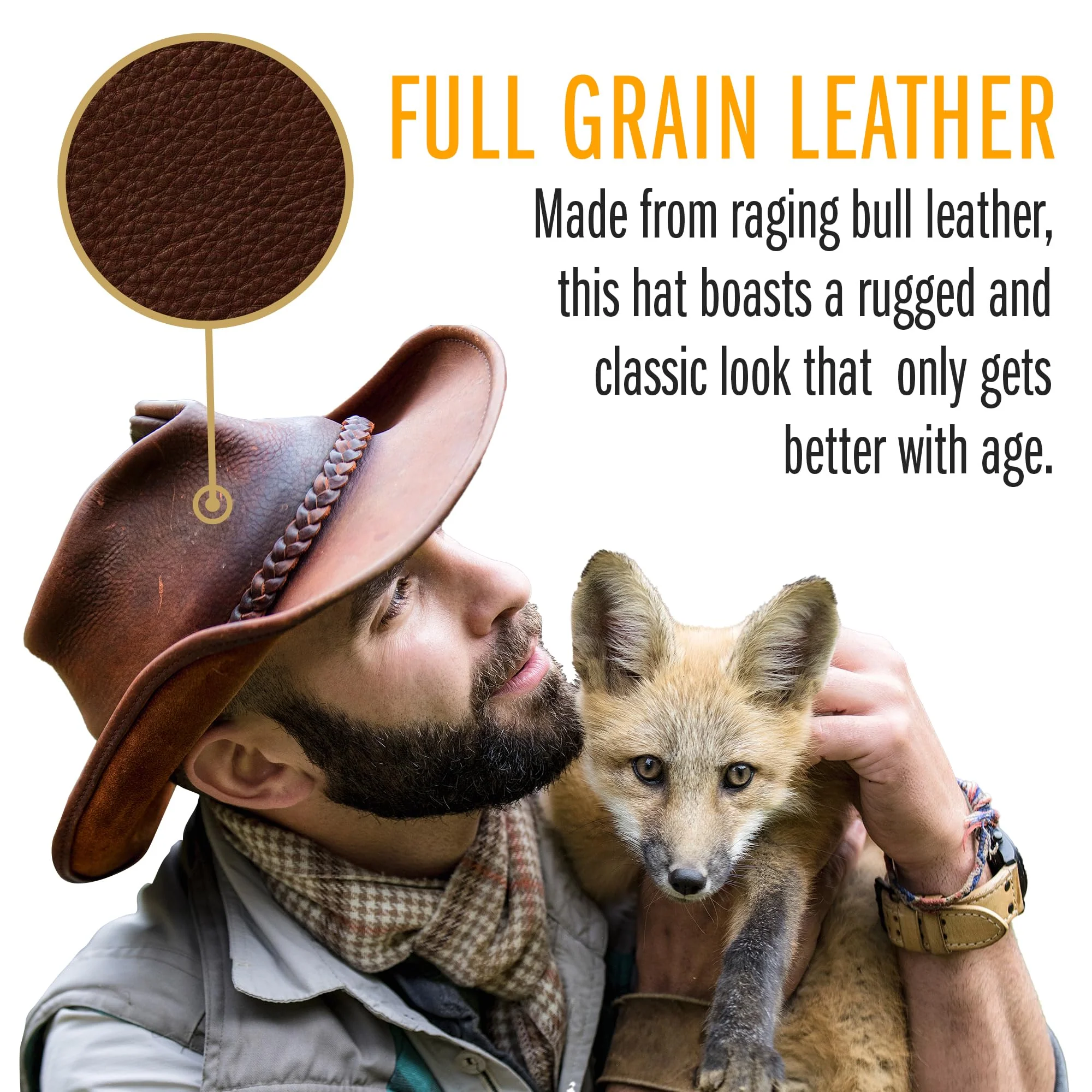 Brown Leather Cowboy Hat - Image 3