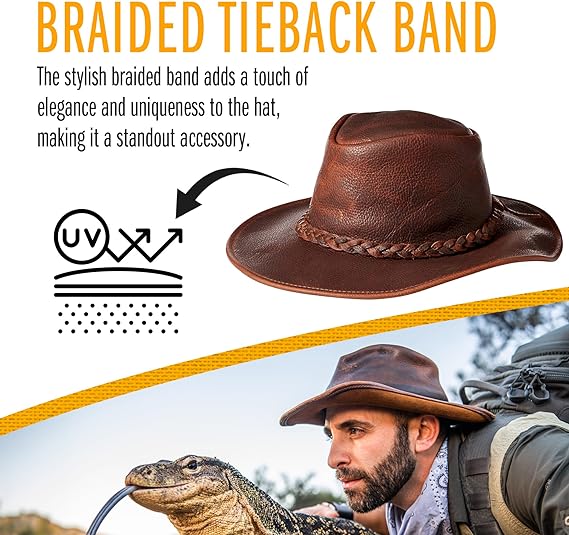 Brown Leather Cowboy Hat - Image 4