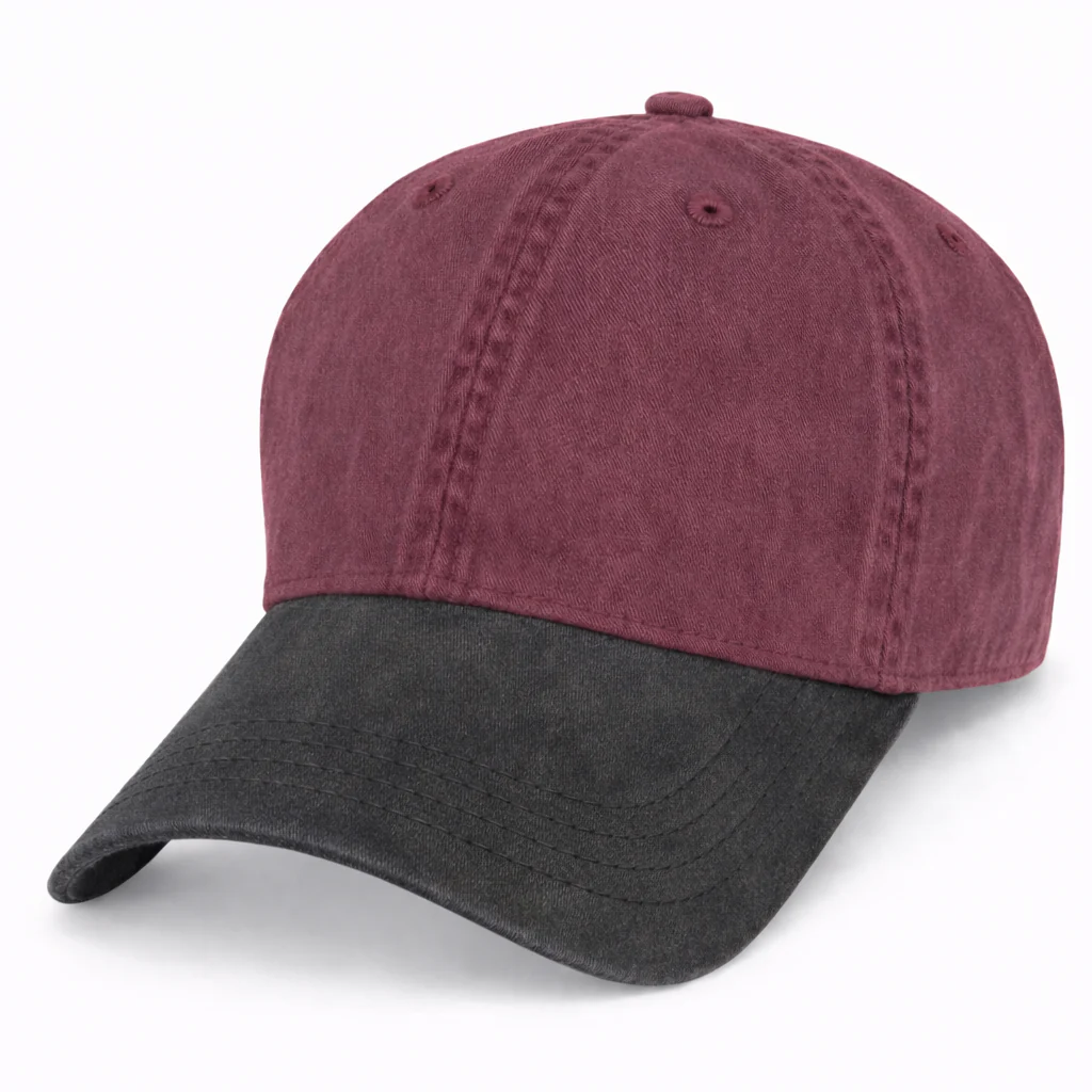 Burgundy with Black Weathered - Unstructured Baseball Cap