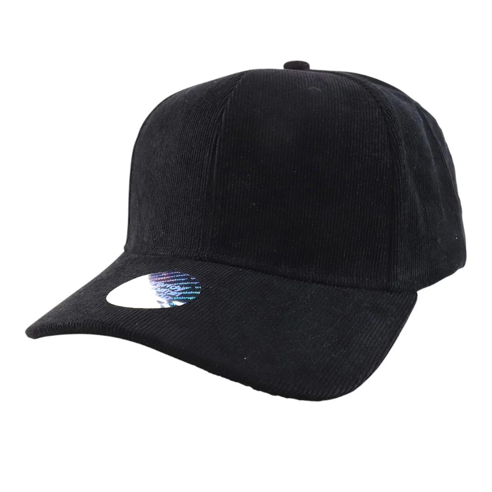Corduroy Structured Baseball Cap - Black