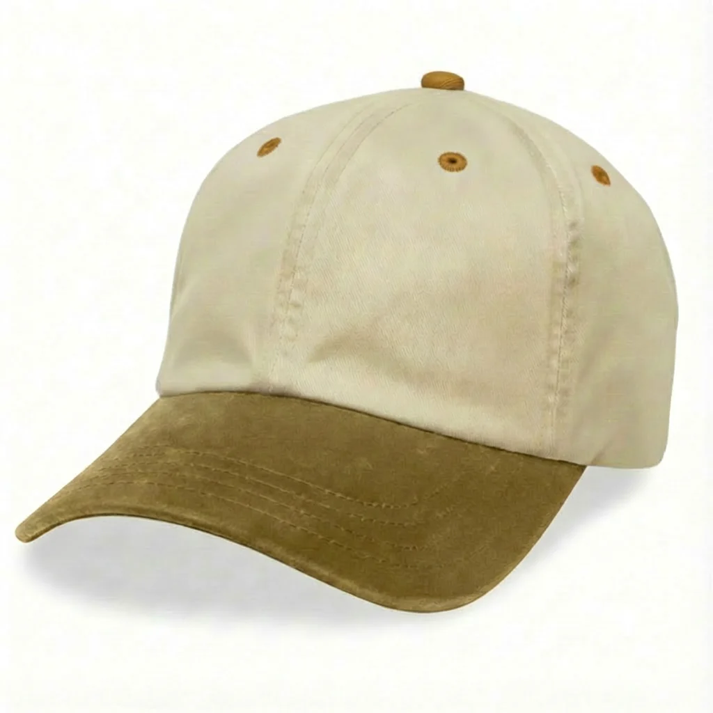 Cream with Brown Visor - Unstructured Baseball Cap