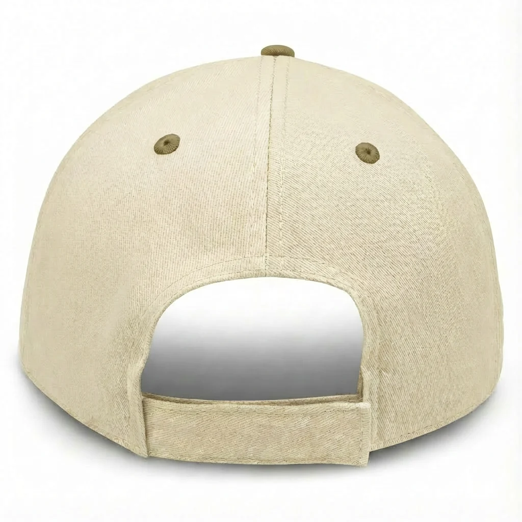 Cream with Brown Visor - Unstructured Baseball Cap - Image 2