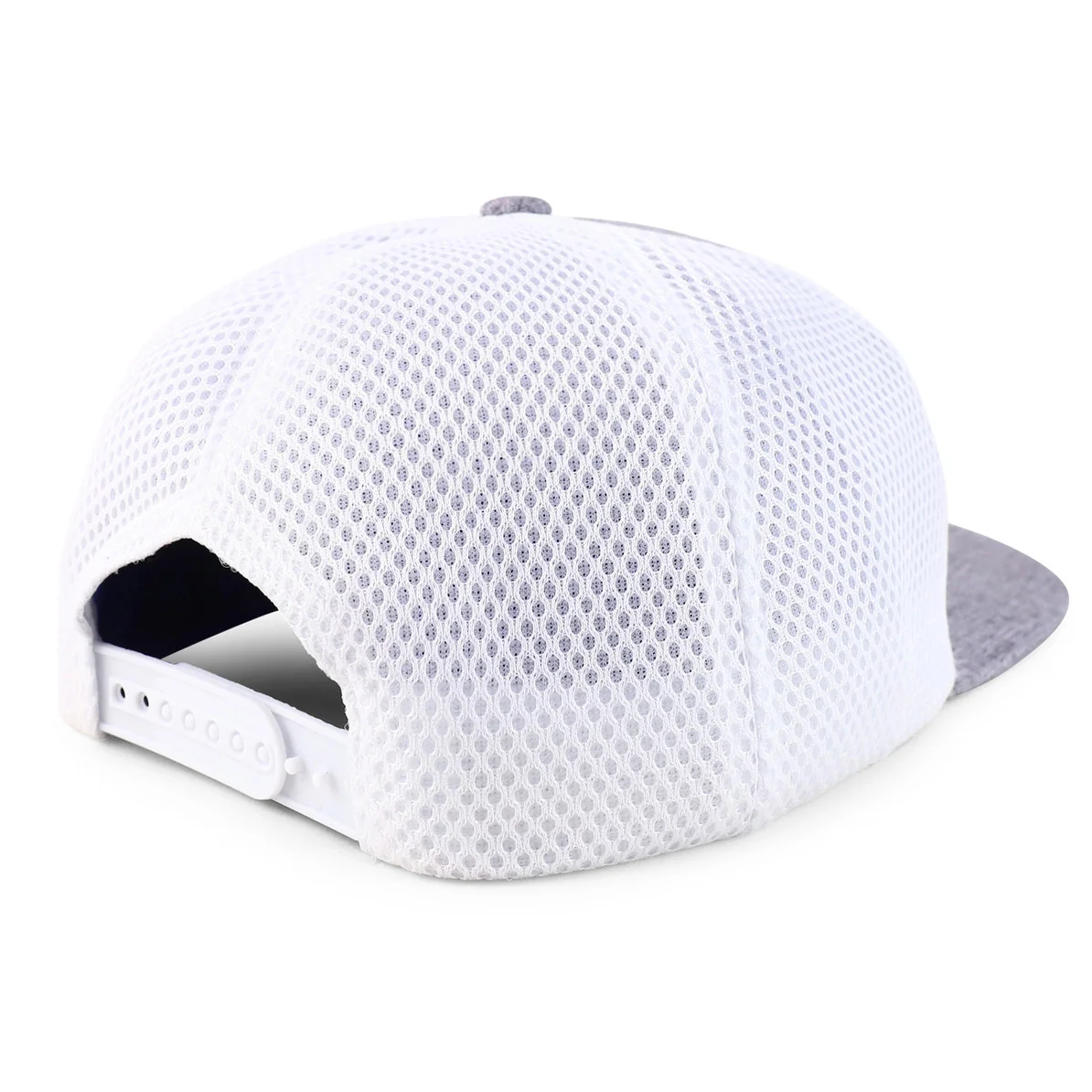Gray with White Mesh - Flatbill Structured Baseball Cap - Image 2