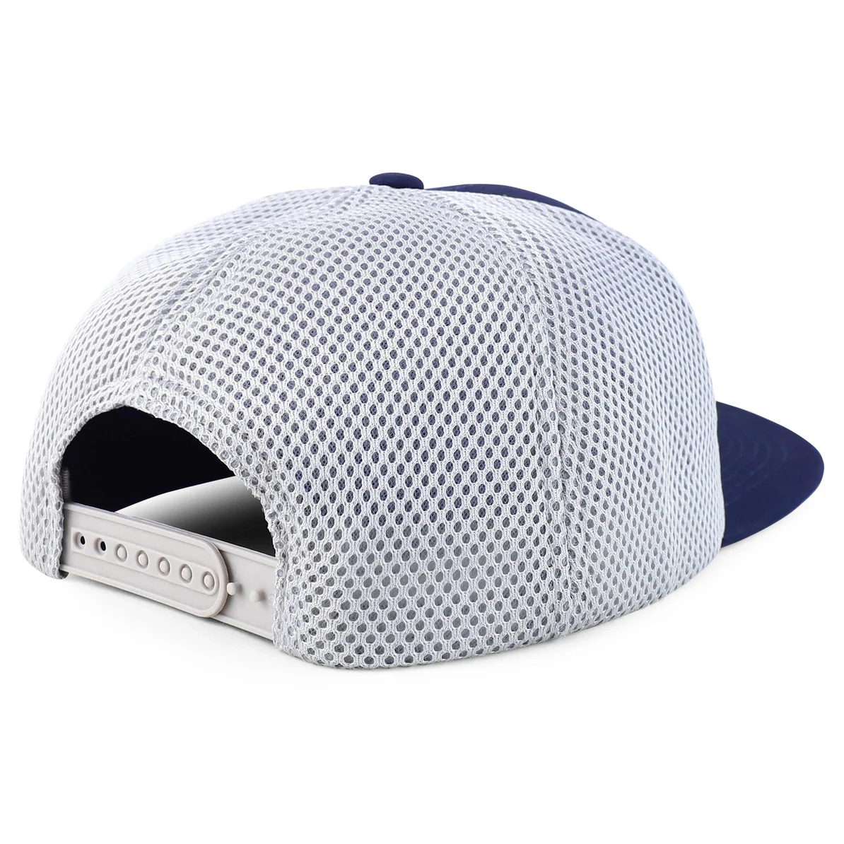 Navy with Gray Mesh - Flatbill Structured Baseball Cap - Image 2