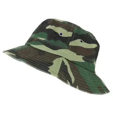 Short Brim Cotton Bucket Hat - Camo - Image 2