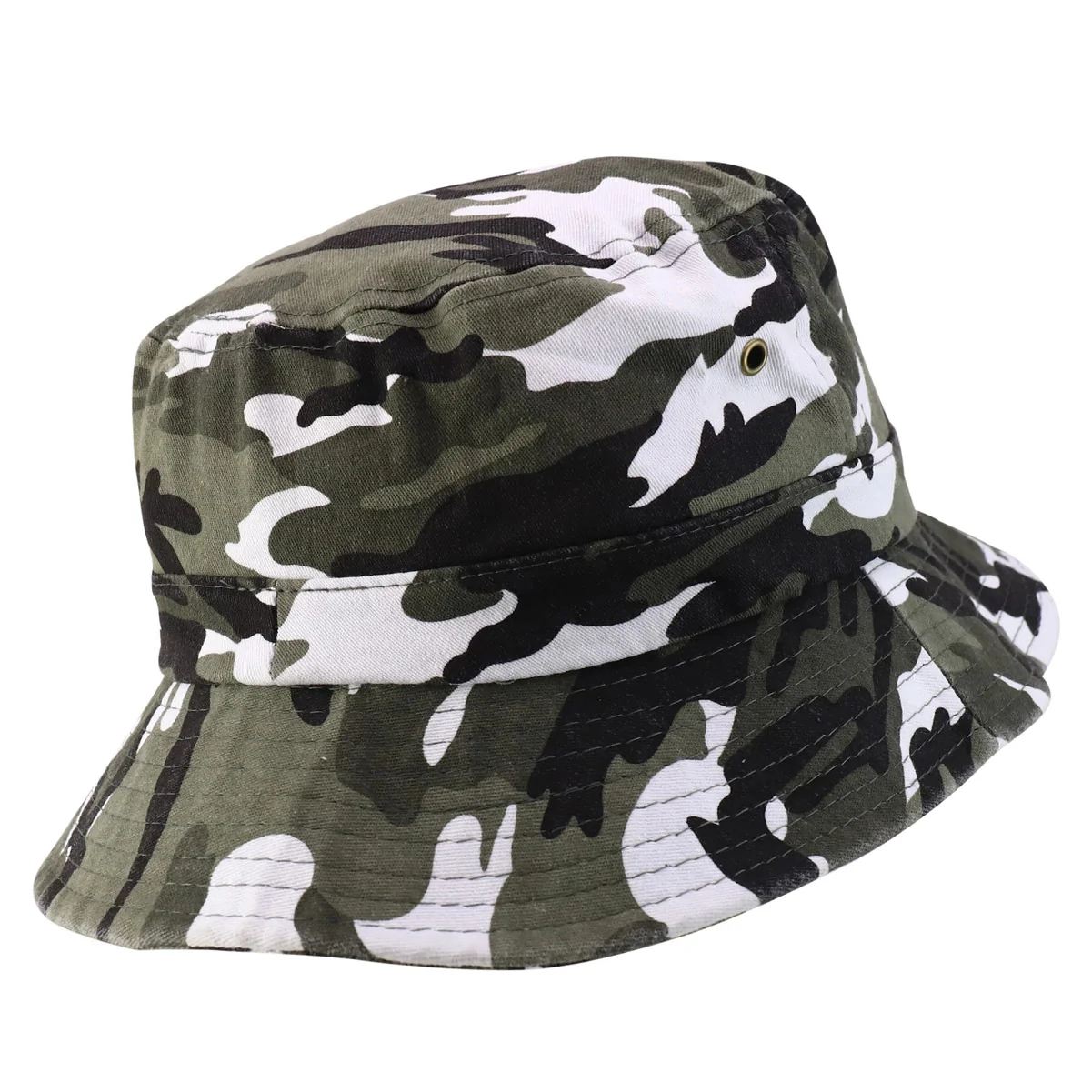 Short Brim Polyester Bucket Hat - Urban Camo - Image 3