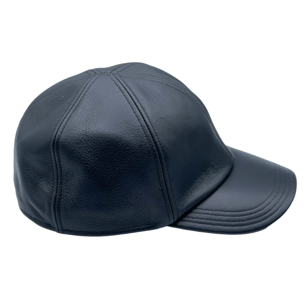 Wigens Black Elk Leather Baseball Cap with hidden Earflaps - Image 3