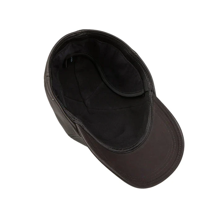 Wigens Dark Brown Elk Leather Baseball Cap with hidden Earflaps - Image 3