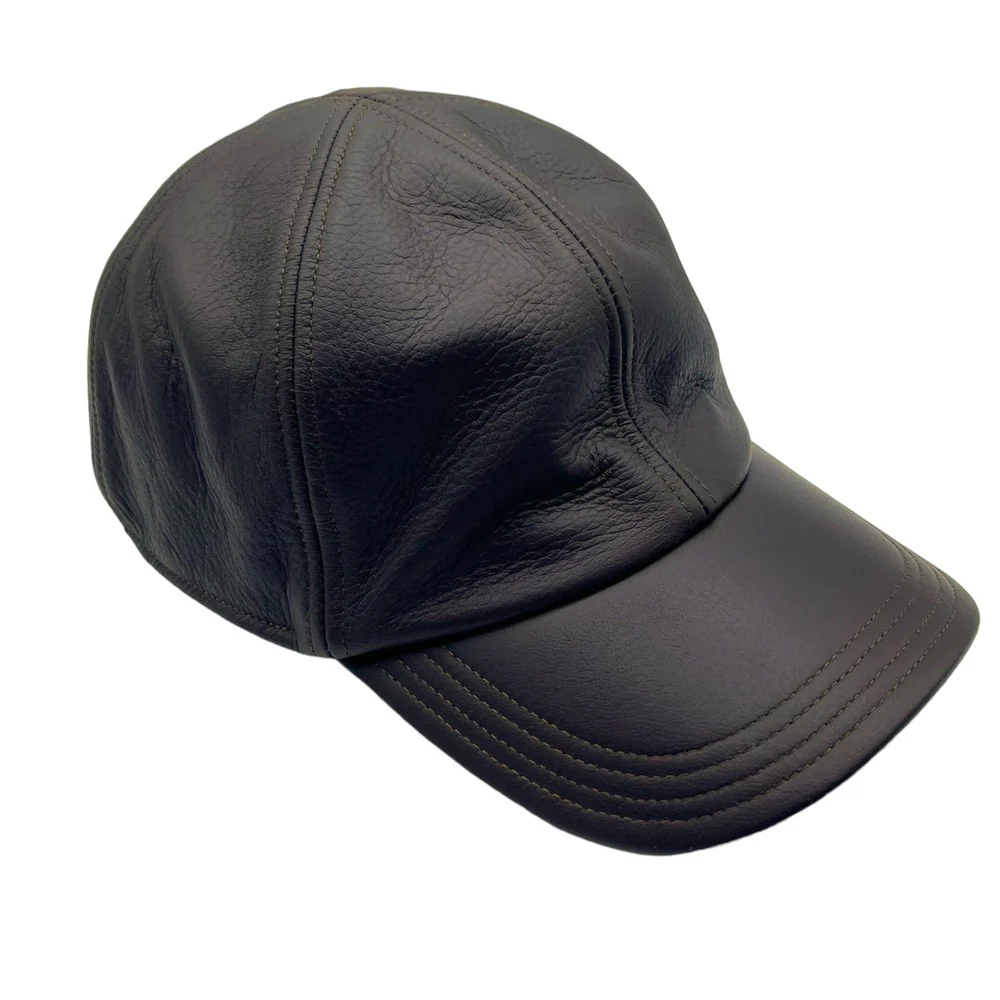 Wigens Dark Brown Elk Leather Baseball Cap with hidden Earflaps - Image 4